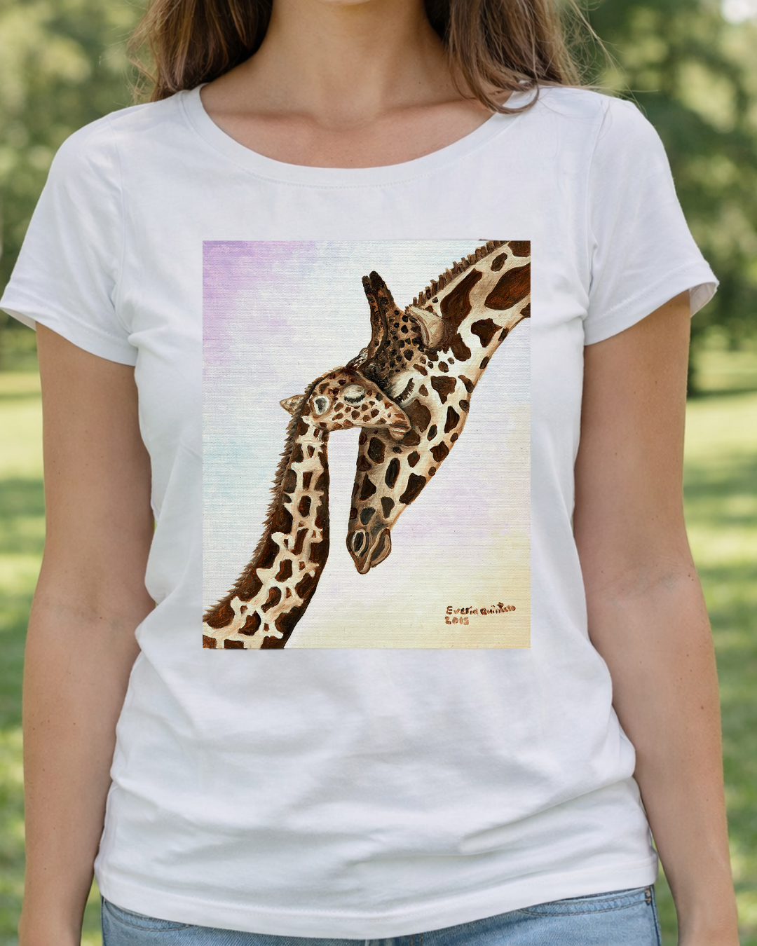 Maglietta Giraffa Con Piccoli