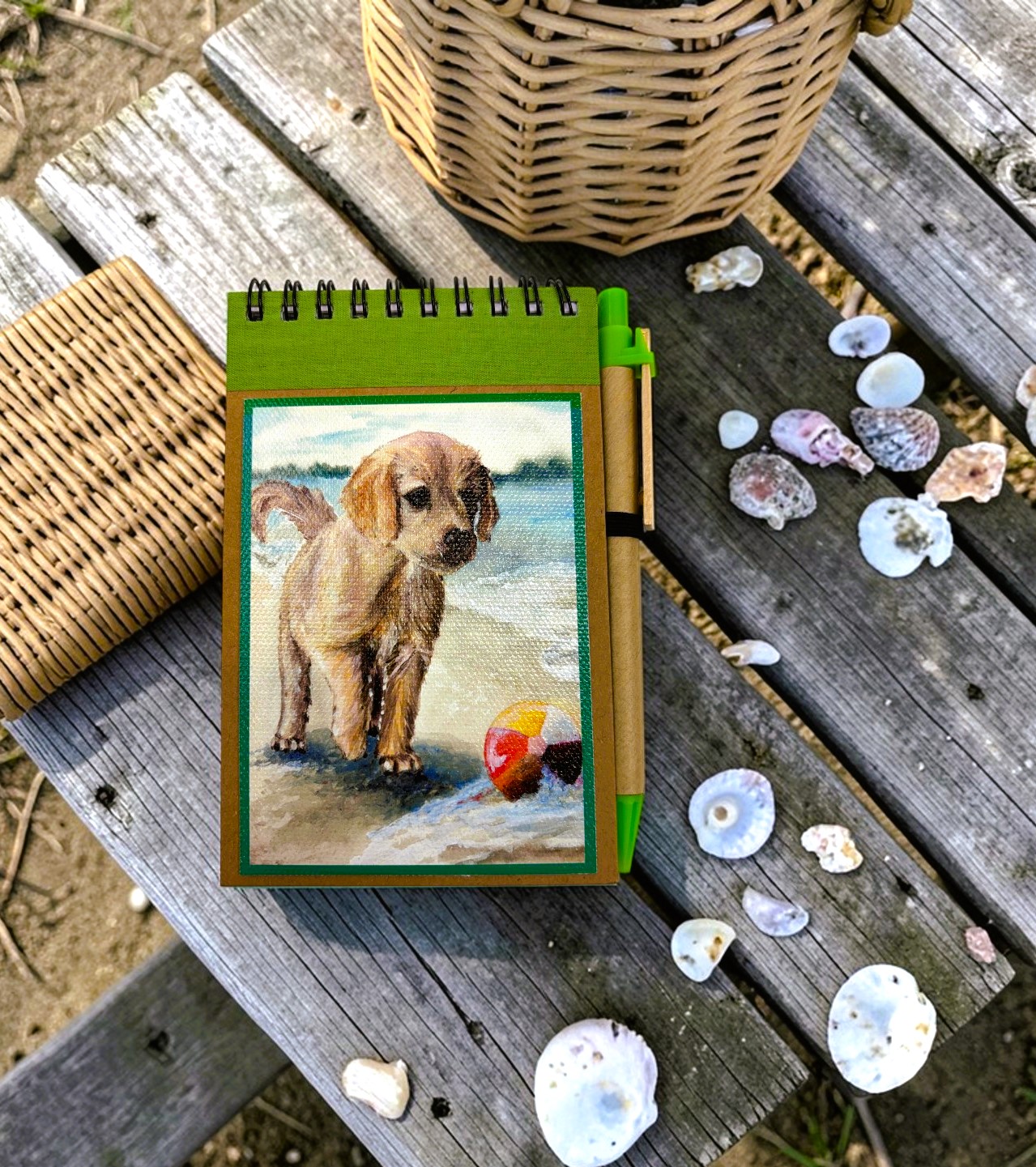 Block Notes Con Penna Cagnolino Gioca Con La Palla  