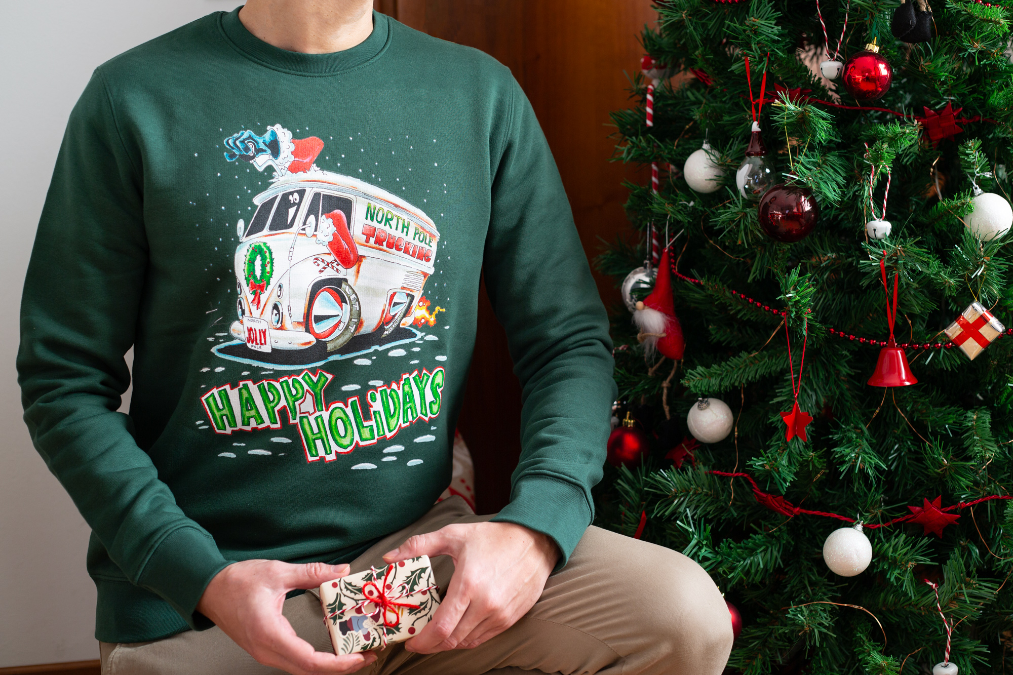 Felpa Verde Natale in furgone