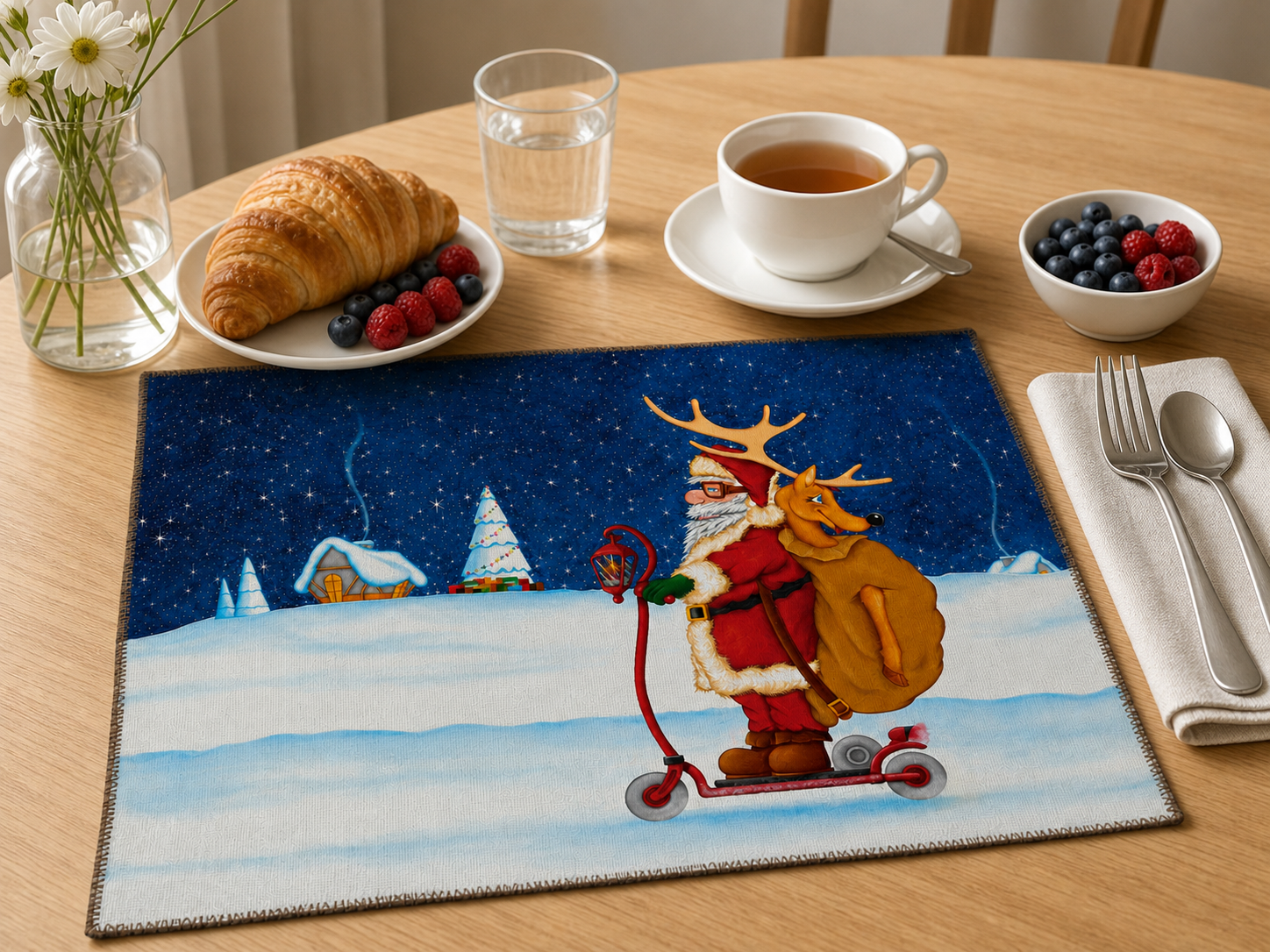 Tovaglietta Babbo Natale Con La Renna