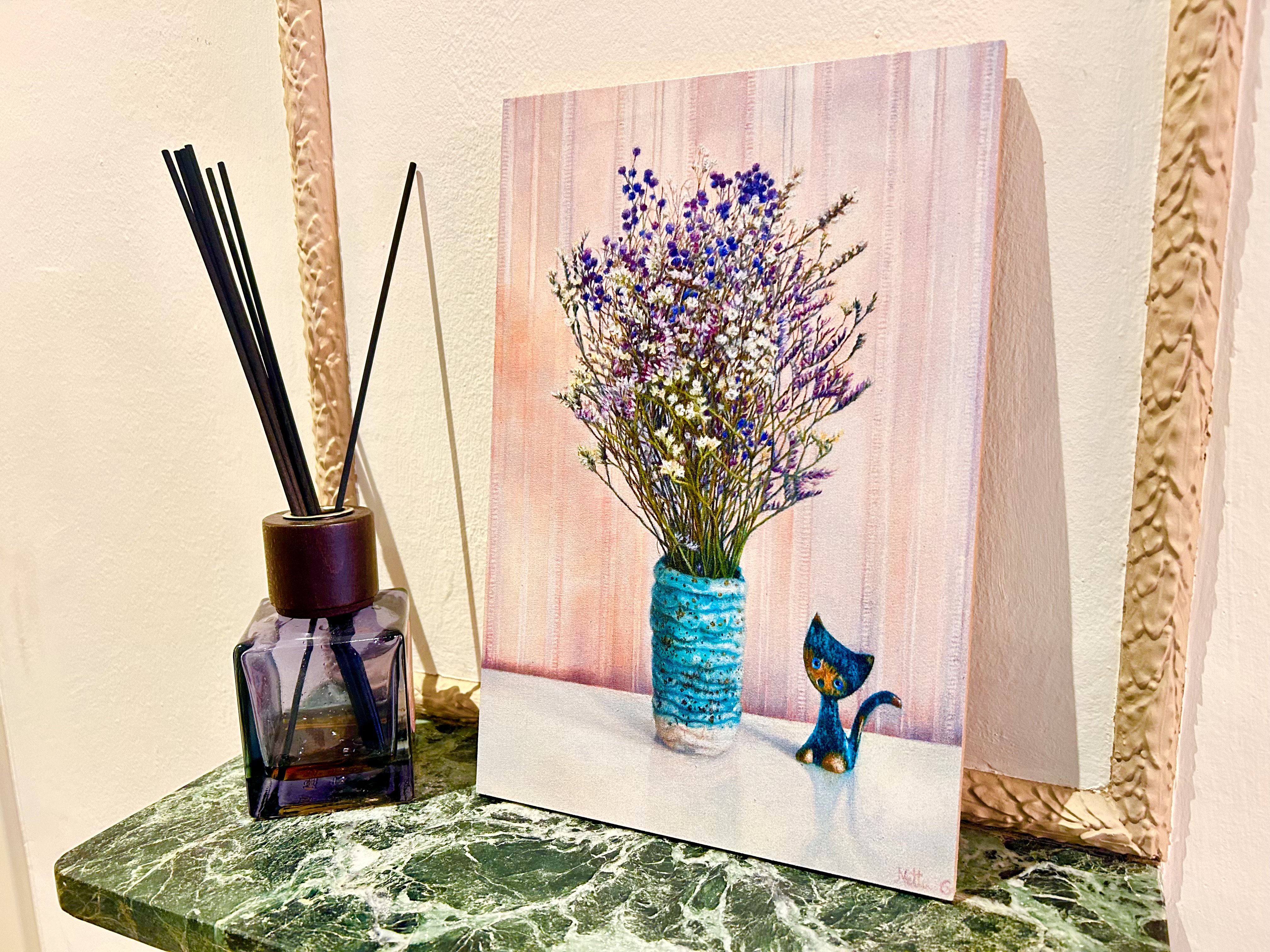 Stampa Su Legno Pianta con Fiori Viola