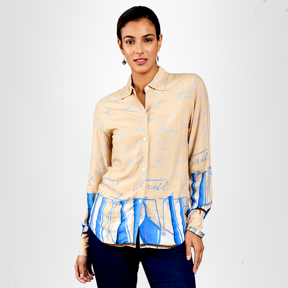 Camicia Donna Manica Lunga Blu Cobalto