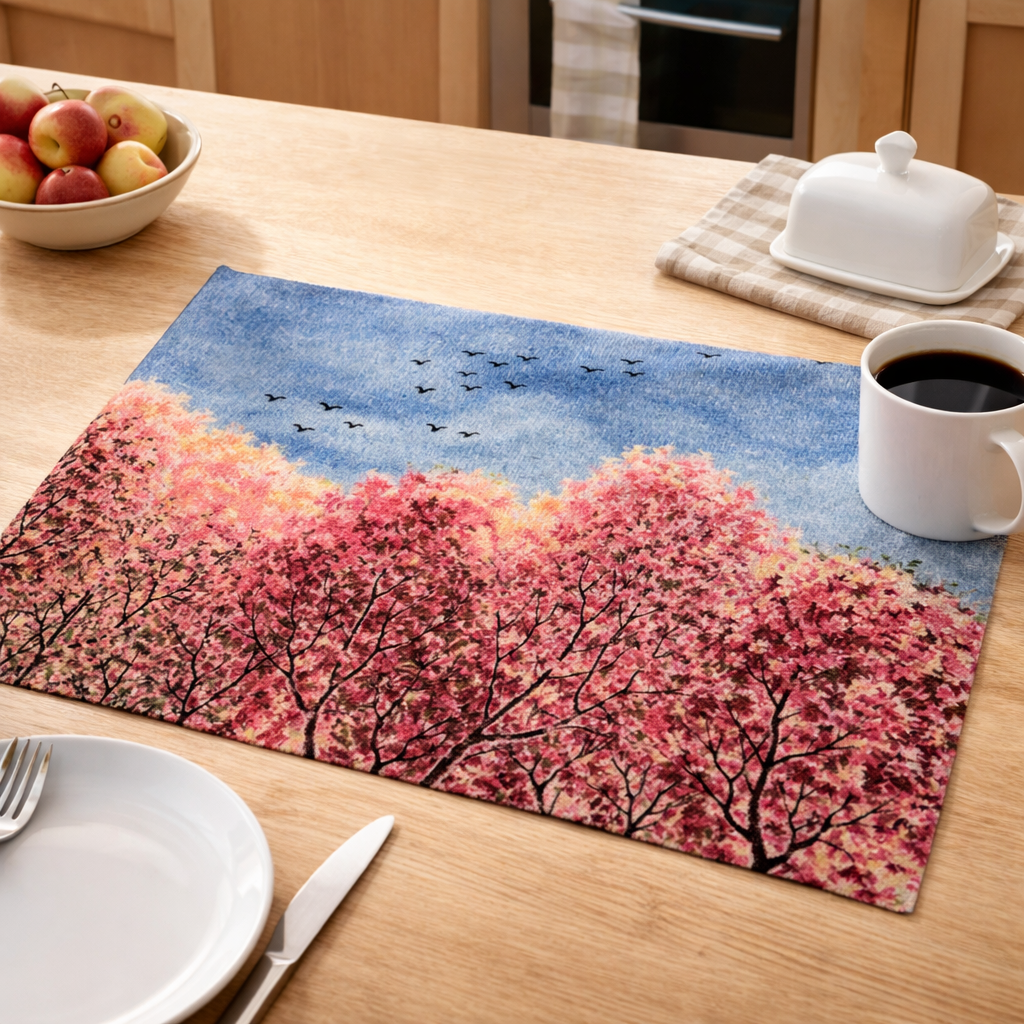 Tovaglietta Alberi Con Fiori Rosa